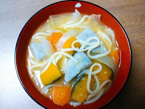 里芋南瓜人参タマネギ素麺の味噌汁